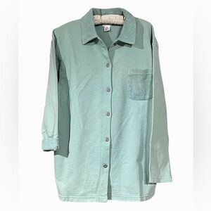 United Cotton Company Mint Green 100% Terry Cotton Relaxed Fit Shirt Jacket